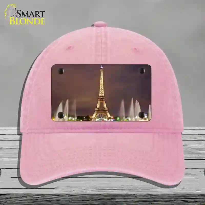 HAT12-MLP-11249 4 x 2.2 in. Eiffel Tower Night with Fountain Novelty License Plate Hat, Pink - Unconstructed Cotton