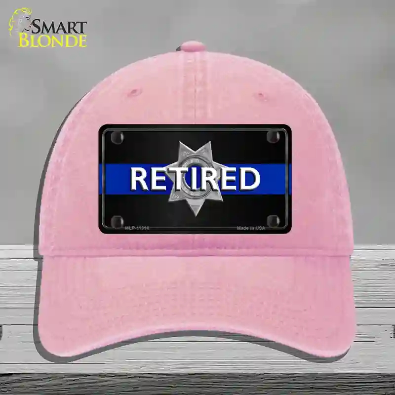 HAT12-MLP-11314 4 x 2.2 in. Thin Blue Line Retired Police Novelty License Plate Hat, Pink - Unconstructed Cotton