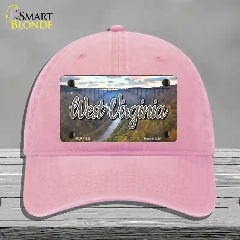 HAT12-MLP-11639 4 x 2.2 in. West Virginia River Bridge State Novelty License Plate Hat, Pink - Unconstructed Cotton