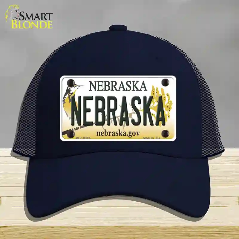HAT16-MLP-10566 4 x 2.2 in. Nebraska Gov Novelty License Plate Hat, Navy - Mesh