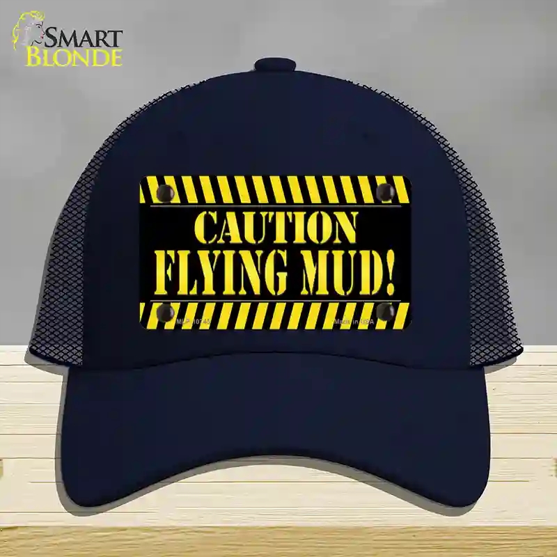 HAT16-MLP-10745 4 x 2.2 in. Caution Flying Mud Novelty License Plate Hat, Navy - Mesh