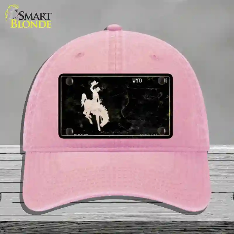 HAT12-MLP-11931 4 x 2.2 in. Wyoming Black Rusty Novelty License Plate Hat, Pink - Unconstructed Cotton -  Smart Blonde