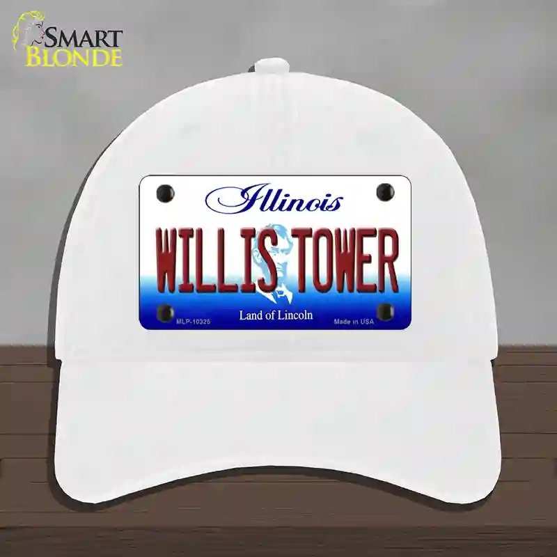 HAT14-MLP-10325 4 x 2.2 in. Willis Tower Illinois Novelty License Plate Hat, White - Unconstructed Cotton