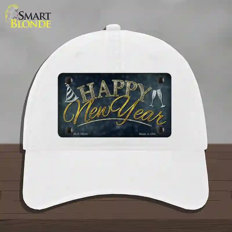 HAT14-MLP-10335 4 x 2.2 in. Happy Year Novelty License Plate Hat, White - Unconstructed Cotton