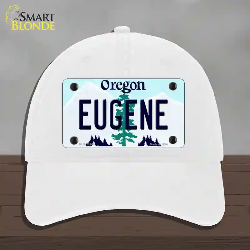 HAT14-MLP-10344 4 x 2.2 in. Eugene Oregon Novelty License Plate Hat, White - Unconstructed Cotton