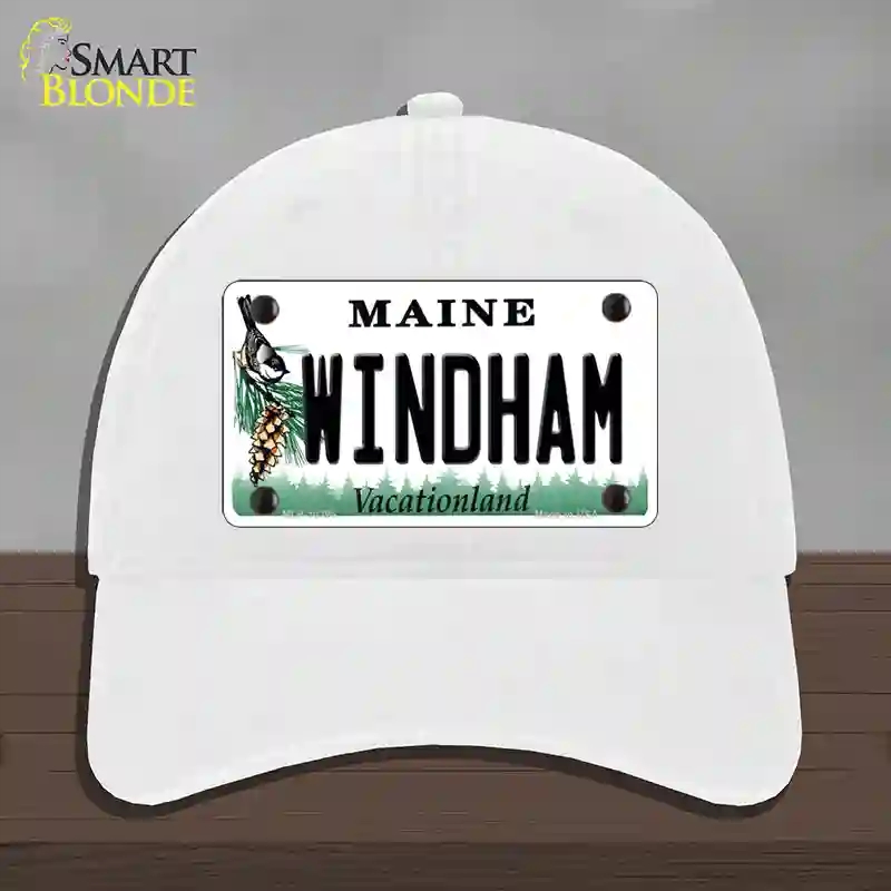 HAT14-MLP-10396 4 x 2.2 in. Windham Maine Novelty License Plate Hat, White - Unconstructed Cotton