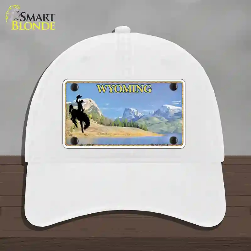 HAT14-MLP-10511 4 x 2.2 in. Wyoming Blank Novelty License Plate Hat, White - Unconstructed Cotton