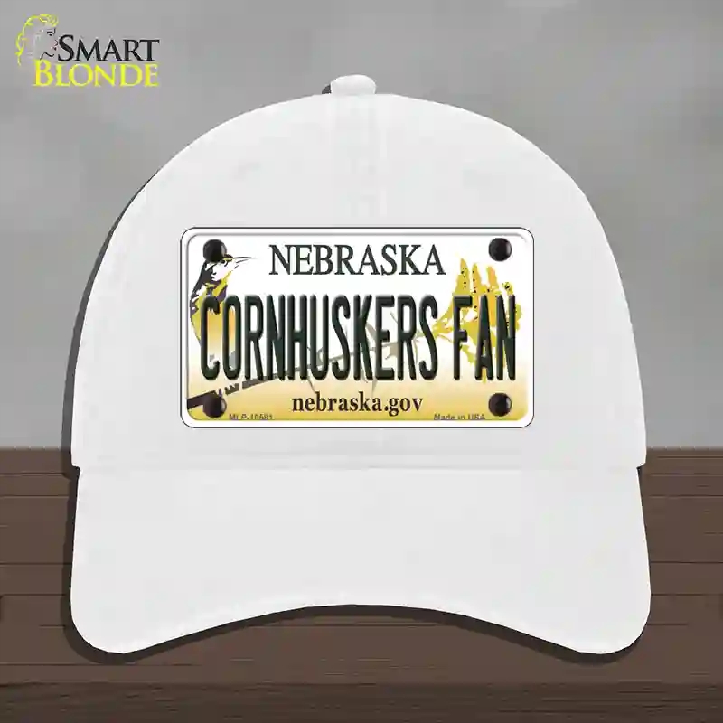 HAT14-MLP-10581 4 x 2.2 in. Cornhuskers Fan Nebraska Novelty License Plate Hat, White - Unconstructed Cotton