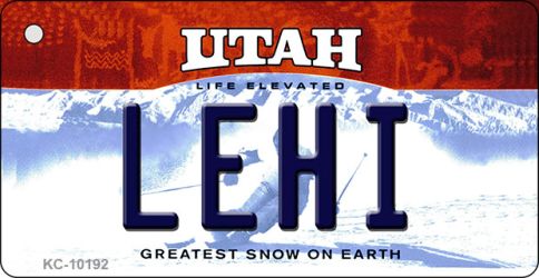 KC-10192 1.5 x 3 in. Lehi Utah State License Plate Key Chain