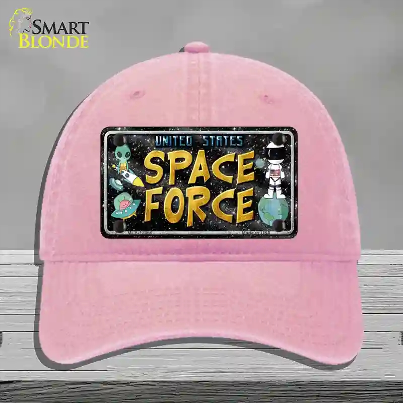 HAT12-MLP-12056 4 x 2.2 in. Space Force Novelty License Plate Hat, Pink - Unconstructed Cotton