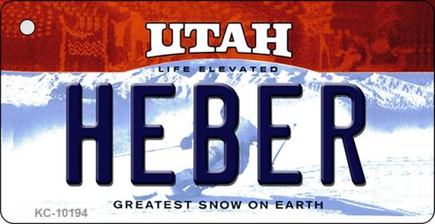 KC-10194 1.5 x 3 in. Heber Utah State License Plate Key Chain