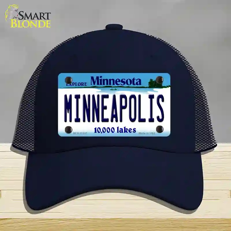 HAT16-MLP-11037 4 x 2.2 in. Minneapolis Minnesota State Novelty License Plate Hat, Navy - Mesh