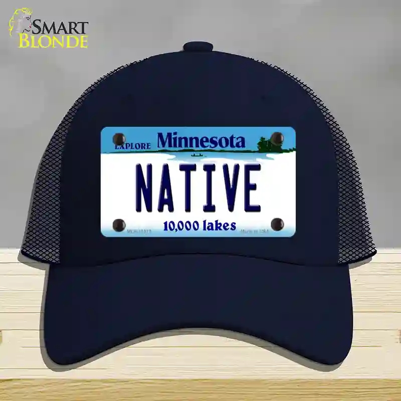 HAT16-MLP-11073 4 x 2.2 in. Native Minnesota State Novelty License Plate Hat, Navy - Mesh