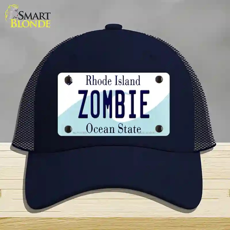 HAT16-MLP-11203 4 x 2.2 in. Zombie Rhode Island State Novelty License Plate Hat, Navy - Mesh