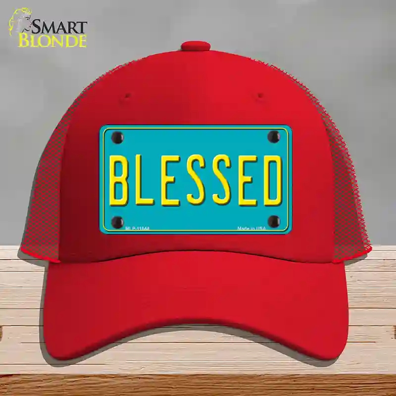 HAT17-MLP-11644 4 x 2.2 in. Blessed Novelty License Plate Hat, Red - Mesh