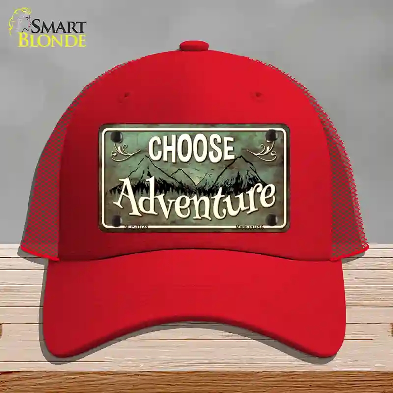HAT17-MLP-11738 4 x 2.2 in. Choose Adventure Novelty License Plate Hat, Red - Mesh