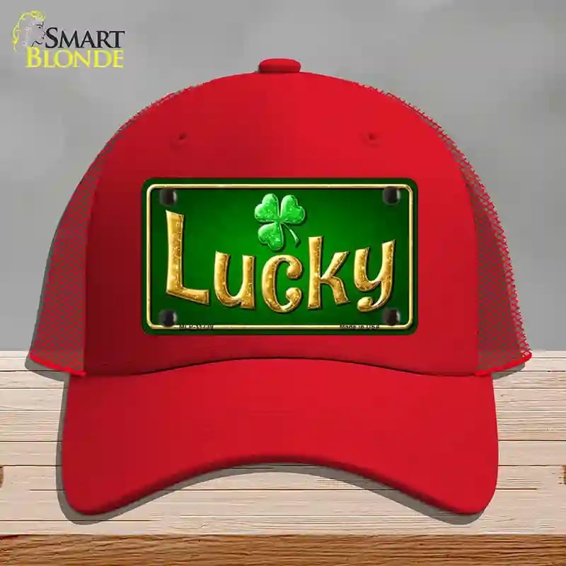 HAT17-MLP-11739 4 x 2.2 in. Lucky Irish Novelty License Plate Hat, Red - Mesh