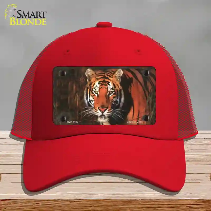 HAT17-MLP-1188 4 x 2.2 in. Tiger Novelty License Plate Hat, Red - Mesh
