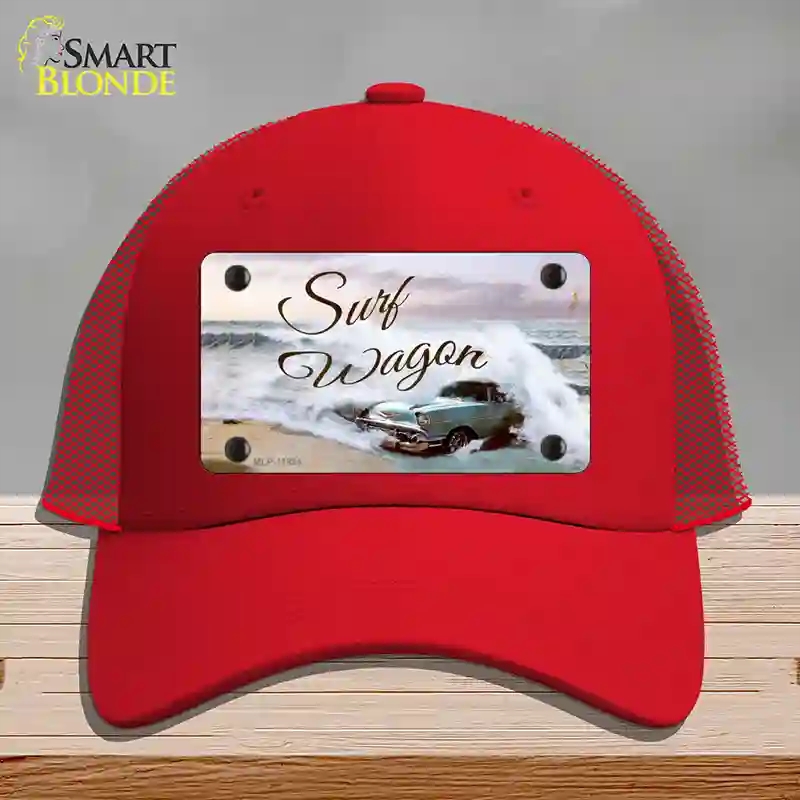 HAT17-MLP-11894 4 x 2.2 in. Surf Wagon Novelty License Plate Hat, Red - Mesh