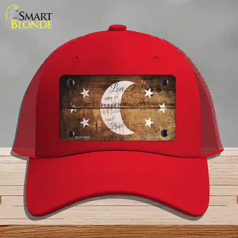 HAT17-MLP-11935 4 x 2.2 in. The Moon & Back Novelty License Plate Hat, Red - Mesh