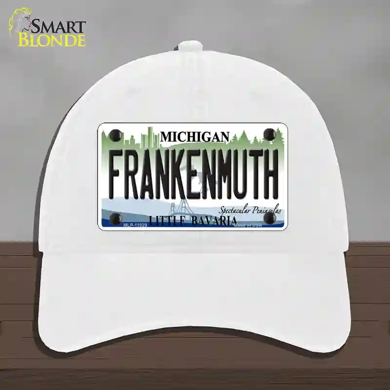 HAT14-MLP-11029 4 x 2.2 in. Frankenmuth Michigan Novelty License Plate Hat, White - Unconstructed Cotton