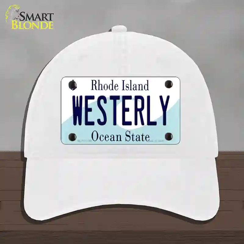 HAT14-MLP-11188 4 x 2.2 in. Westerly Rhode Island State Novelty License Plate Hat, White - Unconstructed Cotton