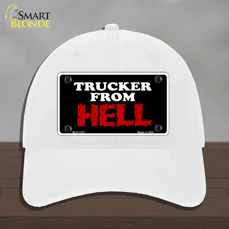 HAT14-MLP-1121 4 x 2.2 in. Mesh From Hell Novelty License Plate Hat, White - Unconstructed Cotton