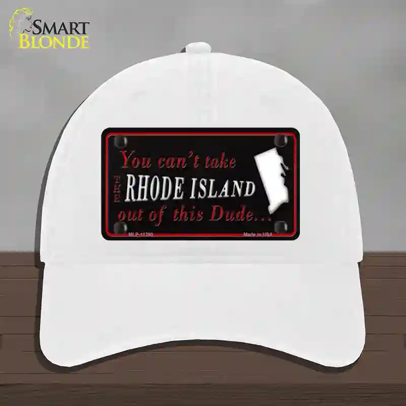 HAT14-MLP-11293 4 x 2.2 in. Rhode Island Dude Novelty License Plate Hat, White - Unconstructed Cotton