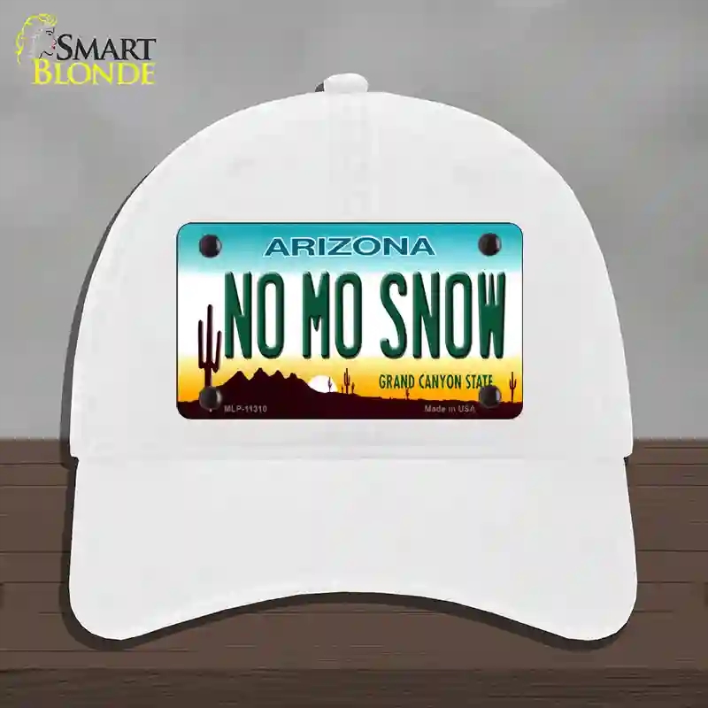 HAT14-MLP-11310 4 x 2.2 in. No Mo Snow Novelty License Plate Hat, White - Unconstructed Cotton