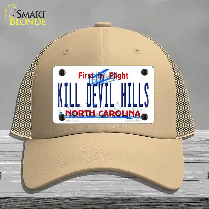 HAT15-MLP-11818 4 x 2.2 in. Kill Devil Hills North Carolina Novelty License Plate Hat, Khaki - Mesh