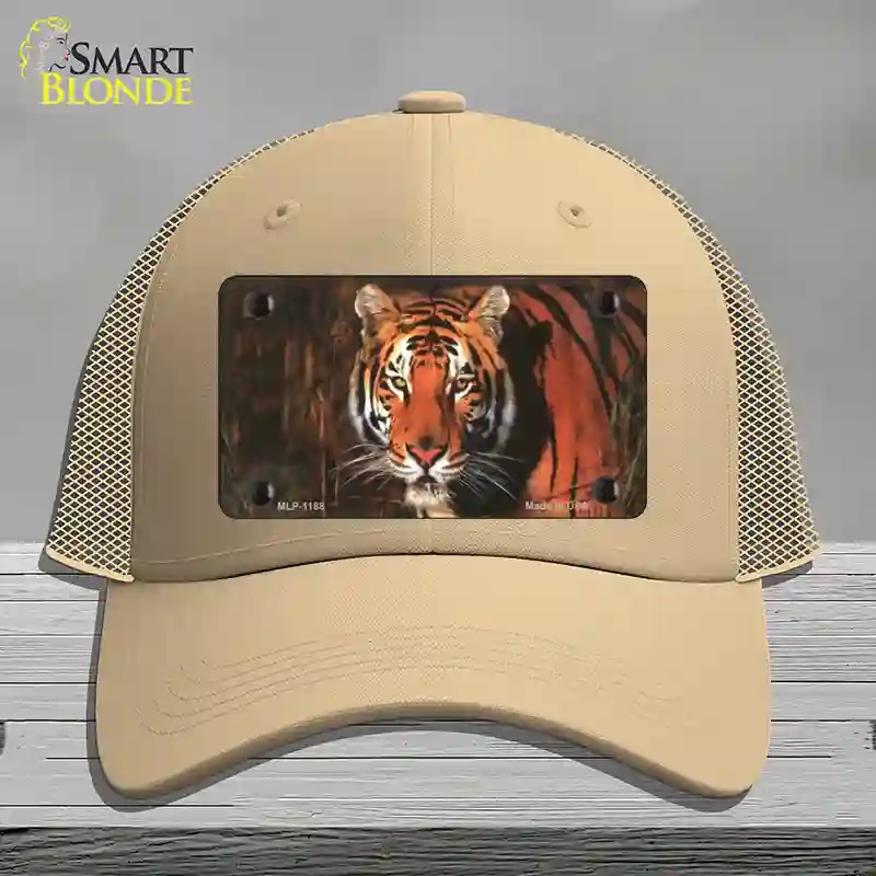 HAT15-MLP-1188 4 x 2.2 in. Tiger Novelty License Plate Hat, Khaki - Mesh