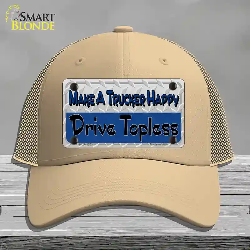 HAT15-MLP-1203 4 x 2.2 in. Make A Mesh Happy Novelty License Plate Hat, Khaki - Mesh
