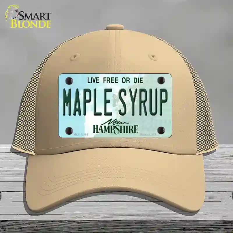 HAT15-MLP-12165 4 x 2.2 in. Maple Syrup Hampshire Novelty License Plate Hat, Khaki - Mesh