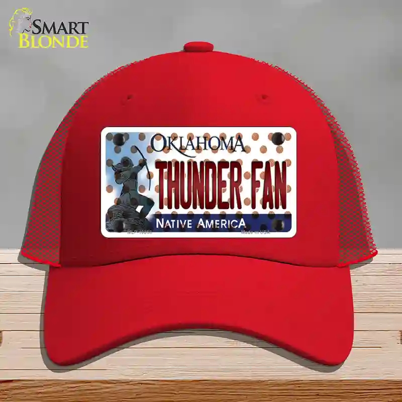 HAT17-MLP-10868 4 x 2.2 in. Thunder Fan Oklahoma Novelty License Plate Hat, Red - Mesh