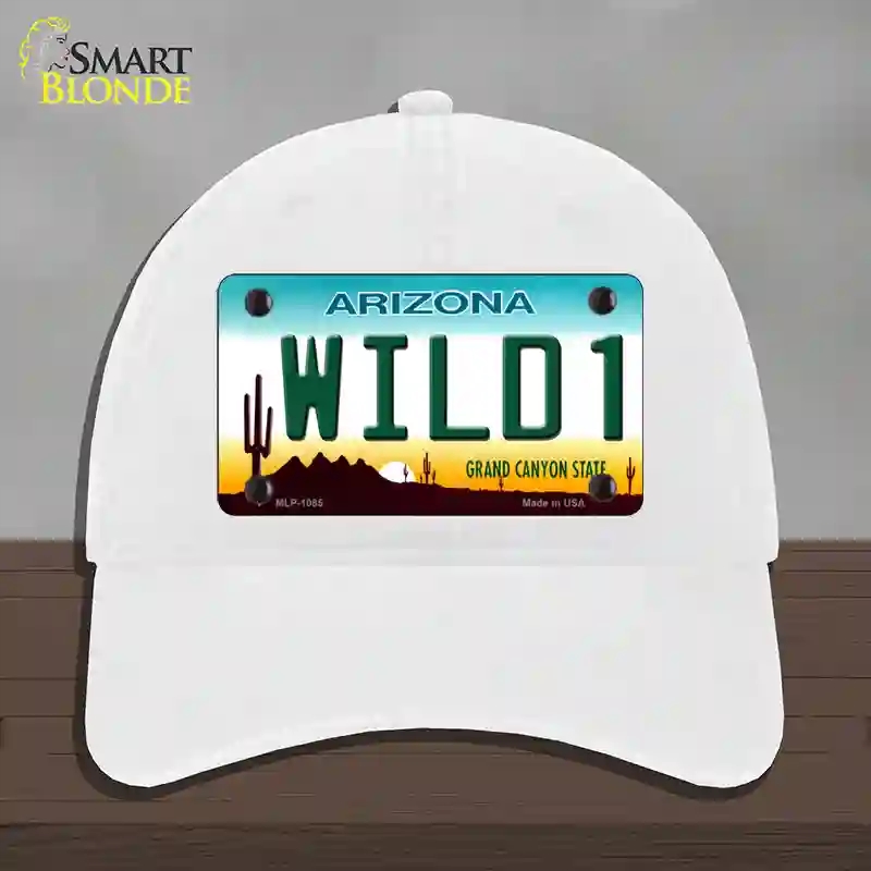 HAT14-MLP-1085 4 x 2.2 in. Wild 1 Arizona Novelty License Plate Hat, White - Unconstructed Cotton