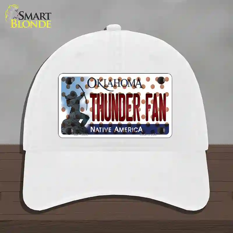 HAT14-MLP-10868 4 x 2.2 in. Thunder Fan Oklahoma Novelty License Plate Hat, White - Unconstructed Cotton