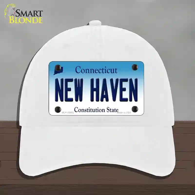 HAT14-MLP-10892 4 x 2.2 in. Haven Connecticut Novelty License Plate Hat, White - Unconstructed Cotton