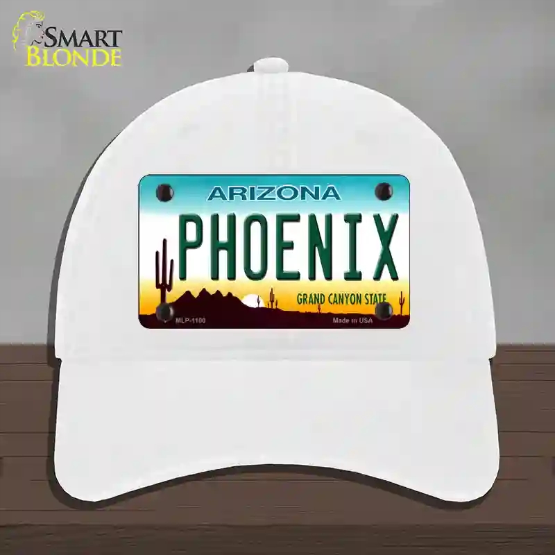 HAT14-MLP-1100 4 x 2.2 in. Phoenix Arizona Novelty License Plate Hat, White - Unconstructed Cotton