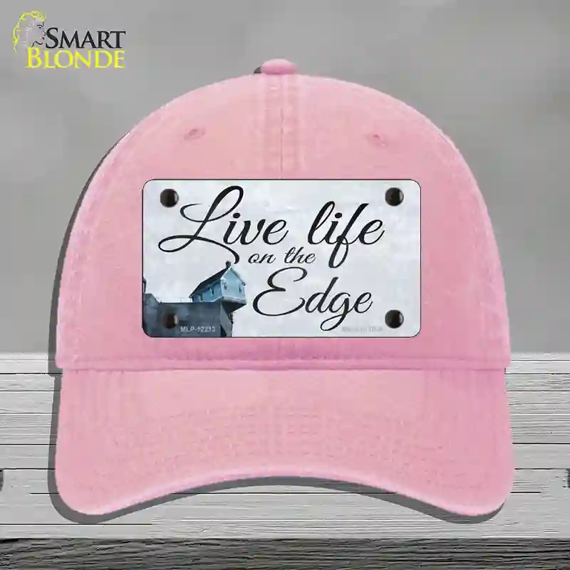 HAT12-MLP-12213 4 x 2.2 in. Live Life on the Edge Novelty License Plate Hat, Pink - Unconstructed Cotton