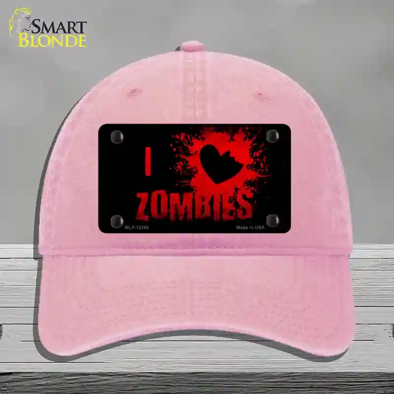 HAT12-MLP-12265 4 x 2.2 in. I Love Zombies Novelty License Plate Hat, Pink - Unconstructed Cotton