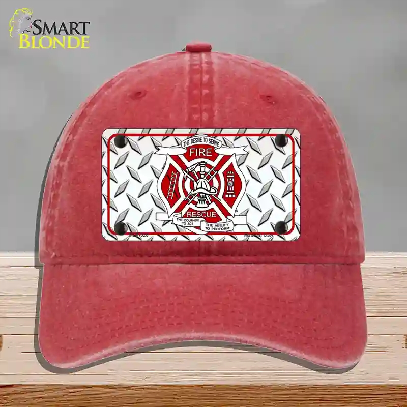 HAT13-MLP-020 4 x 2.2 in. Fire Fighter Rescue Novelty License Plate Hat, Red - Unconstructed Cotton
