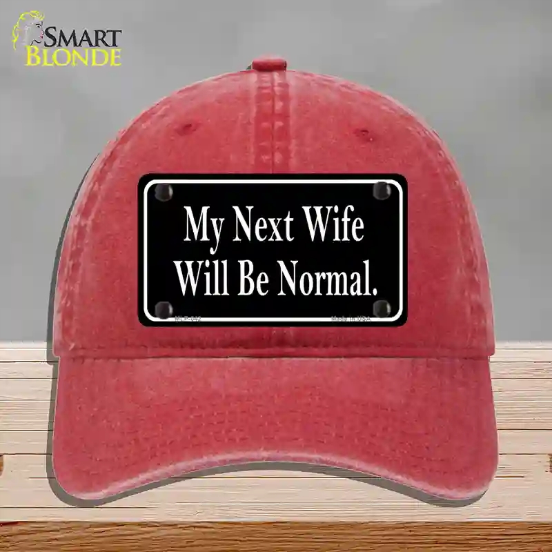 HAT13-MLP-042 4 x 2.2 in. My Next Wife Novelty License Plate Hat, Red - Unconstructed Cotton