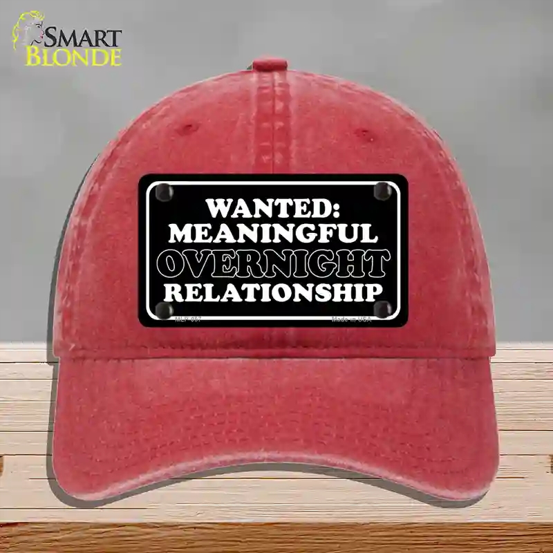 HAT13-MLP-057 4 x 2.2 in. Wanted Meaningful Overnight Relationship Novelty License Plate Hat, Red - Unconstructed Cotton