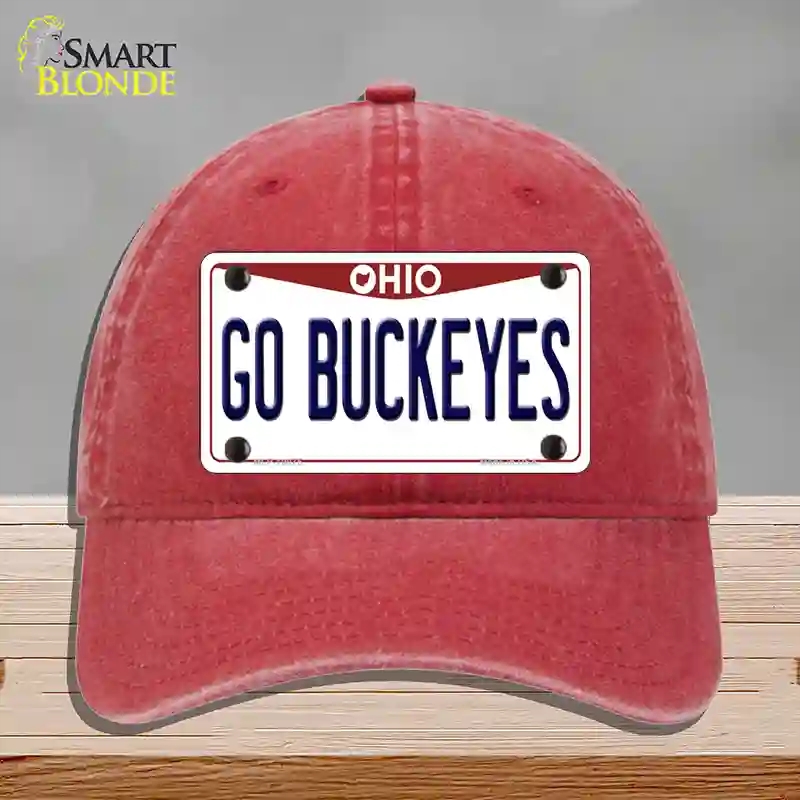 HAT13-MLP-10075 4 x 2.2 in. Go Buckeyes Ohio Novelty License Plate Hat, Red - Unconstructed Cotton