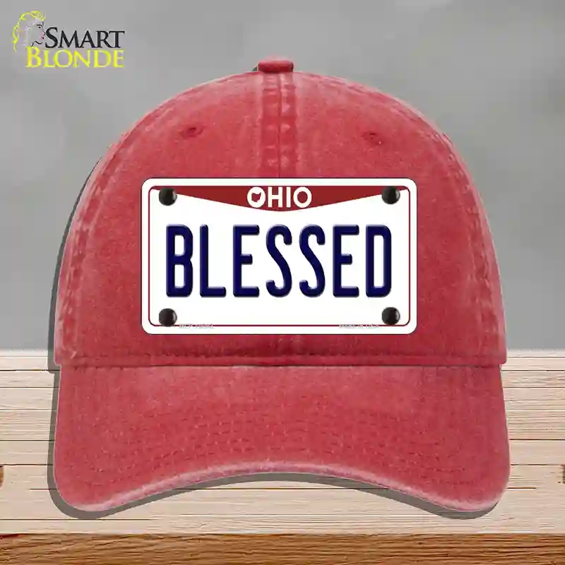 HAT13-MLP-10093 4 x 2.2 in. Blessed Ohio Novelty License Plate Hat, Red - Unconstructed Cotton