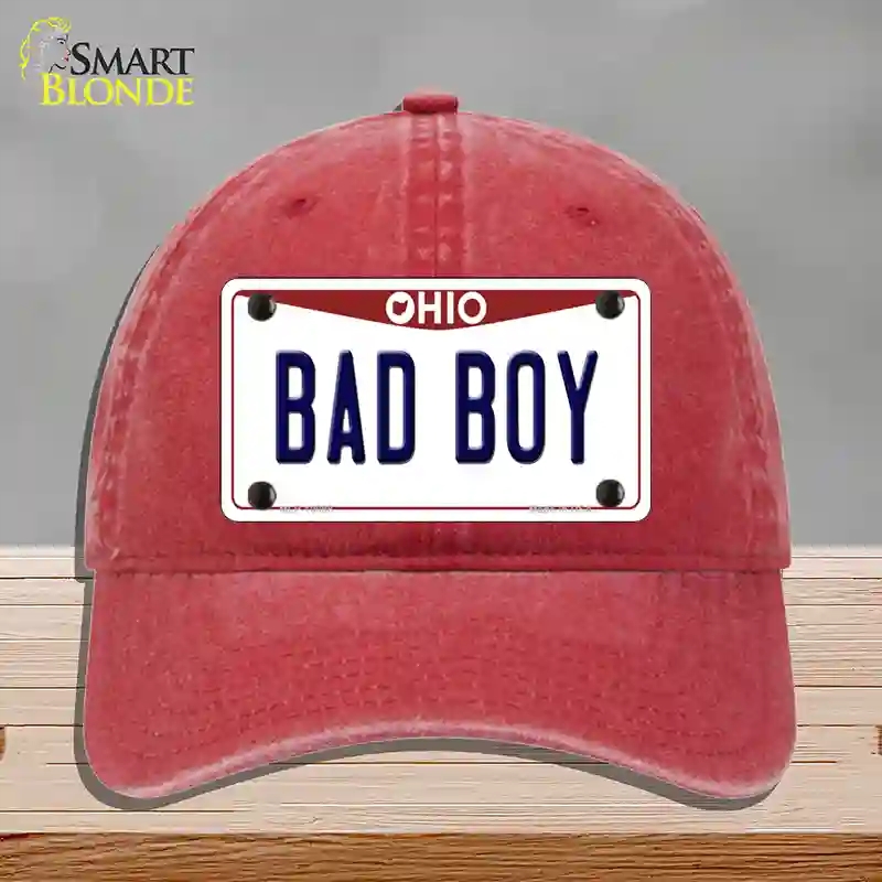 HAT13-MLP-10098 4 x 2.2 in. Bad Boy Ohio Novelty License Plate Hat, Red - Unconstructed Cotton