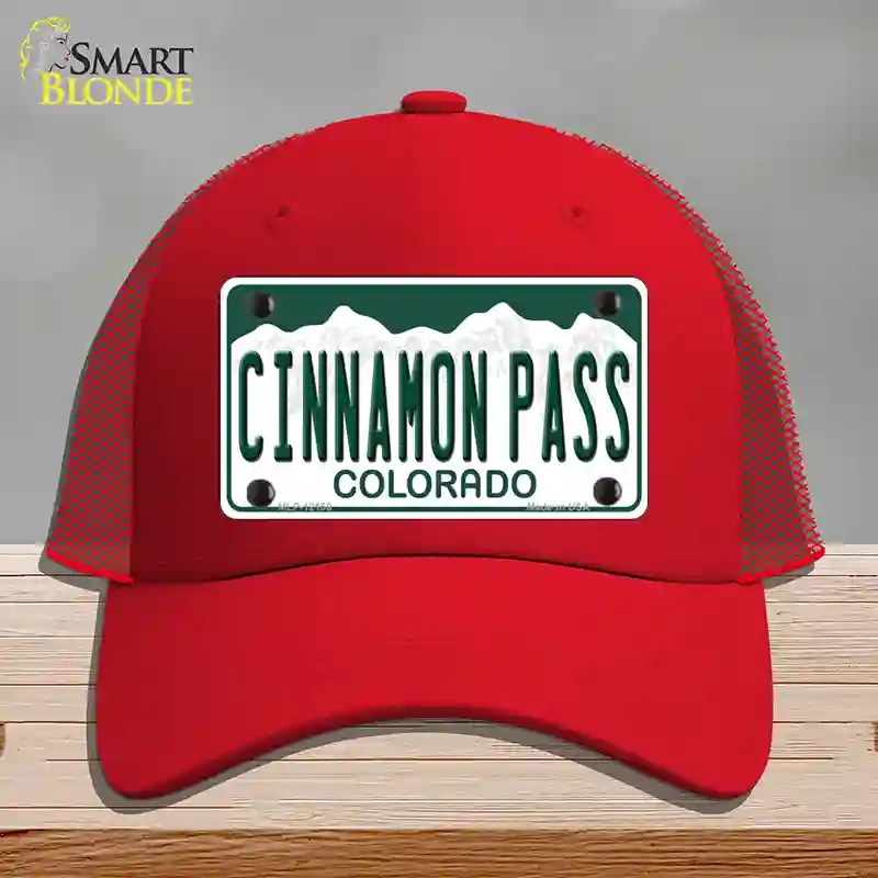 HAT17-MLP-12150 4 x 2.2 in. Cinnamon Pass Colorado Novelty License Plate Hat, Red - Mesh