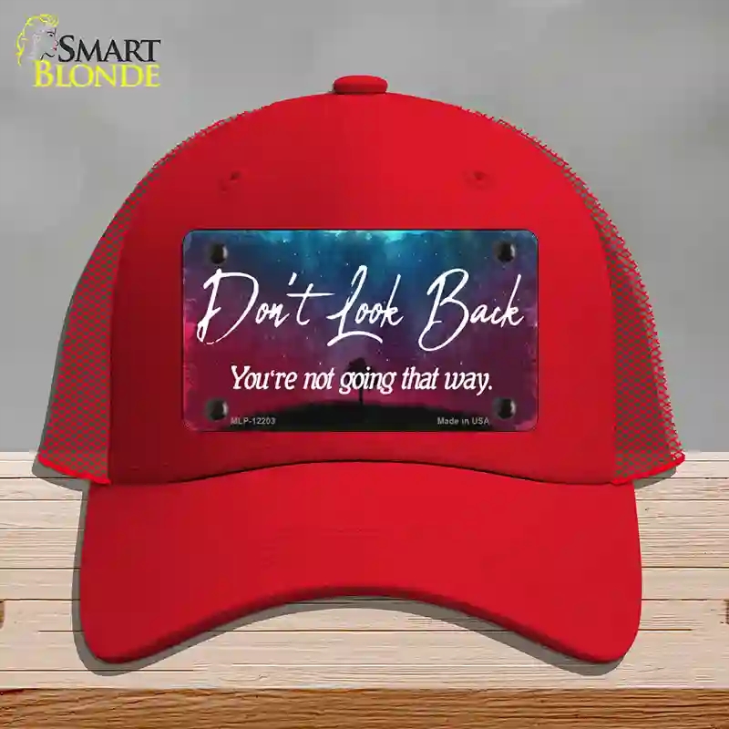HAT17-MLP-12203 4 x 2.2 in. Dont Look Back Novelty License Plate Hat, Red - Mesh