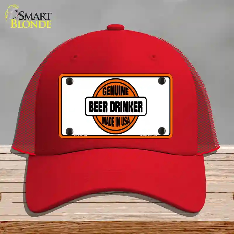 HAT17-MLP-1228 4 x 2.2 in. Genuine Beer Drinker Novelty License Plate Hat, Red - Mesh