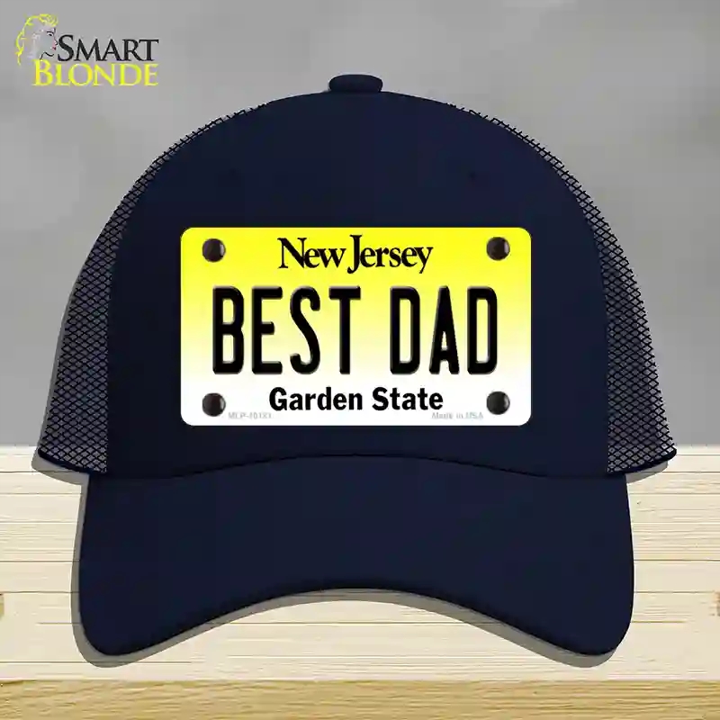 HAT16-MLP-10181 4 x 2.2 in. Best Dad Jersey Novelty License Plate Hat, Navy - Mesh